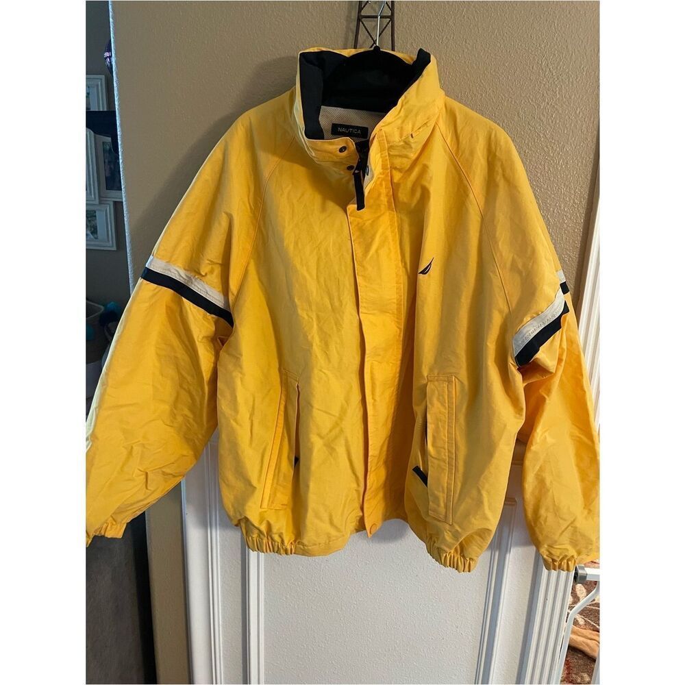 Nautica Yellow Sailing Logo Zip Up Lightweight Jacket Men’s Large